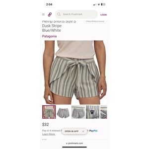 Women's Patagonia Garden Island Shorts Hemp Blend‎ Size XS